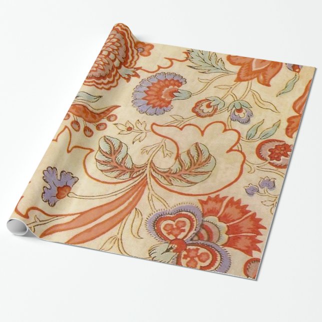 Chintz Paisley Antique Floral Pattern Wrapping Paper (Unrolled)