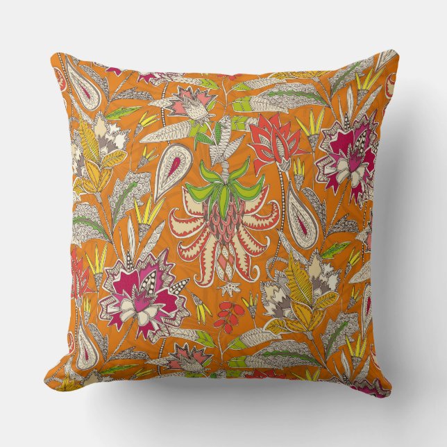 chintz pop orange cushion (Front)