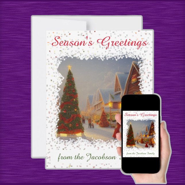 Chintzy Christmas Trees Seasonal Greetings Holiday Card (Creator Uploaded)