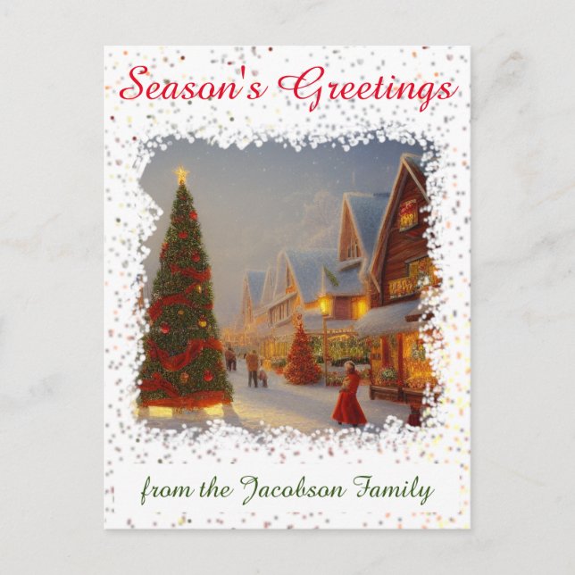 Chintzy Christmas Trees Seasonal Greetings Holiday Postcard (Front)