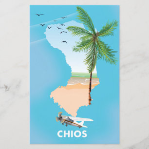 Chios Greece illustrated map.