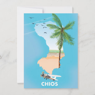 Chios Greece illustrated map. Invitation