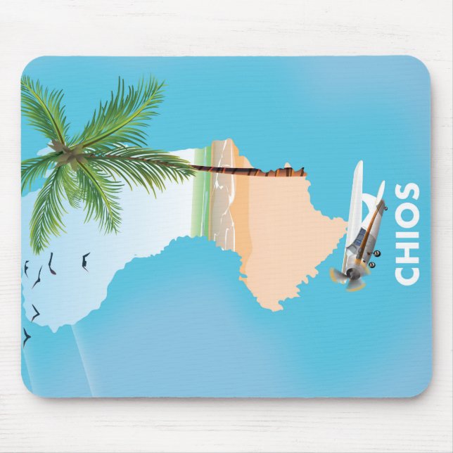 Chios Greece illustrated map. Mouse Mat (Front)