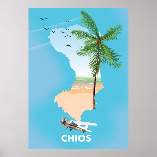 Chios Greece illustrated map. Poster (Front)