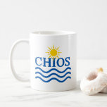 CHIOS Greece, Sun Waves Coffee Mug<br><div class="desc">Blue Text Chios,  Sun Waves Design. Double Sided Print.</div>