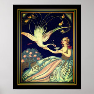 Chiostri Art Deco "Girl & Peacock" Print