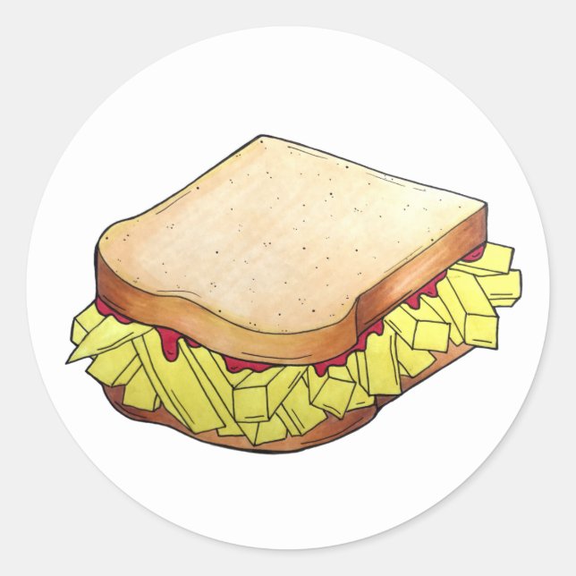 Chip Butty UK British English Food Sandwich Classic Round Sticker (Front)
