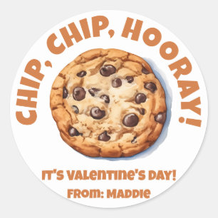 Chip, Chip, Hooray! Chocolate Chip Valentine's Day Classic Round Sticker