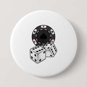 Chip & Dice for Poker 7.5 Cm Round Badge