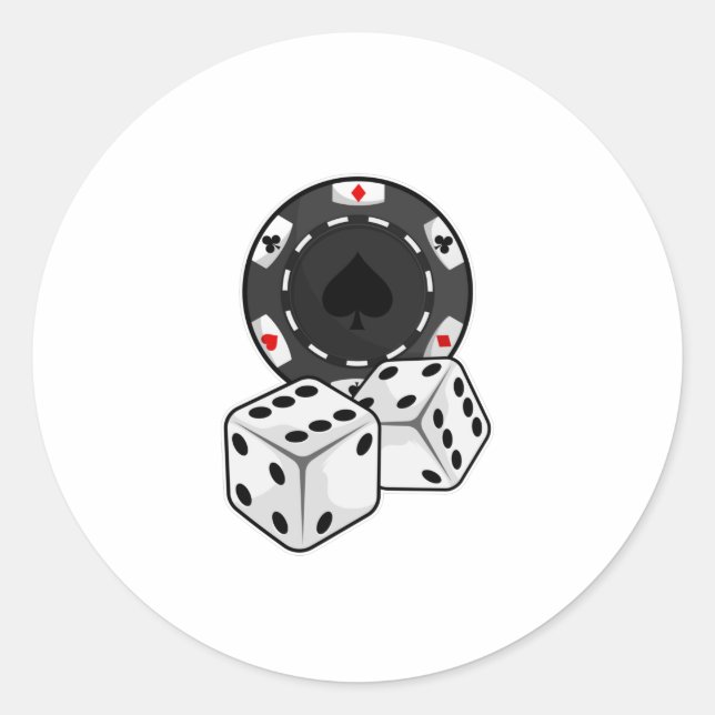 Chip & Dice for Poker Classic Round Sticker (Front)
