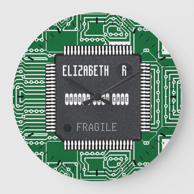 Chip On Printed Circuit Board With Your Name Large Clock (Front)
