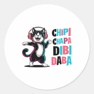 Chipi Chapa Dibi Daba Cat Dancing Cartoon  Classic Round Sticker