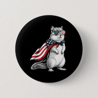 Chipmunk 4th Of July Us Aamerican Flag Patriotic 6 Cm Round Badge