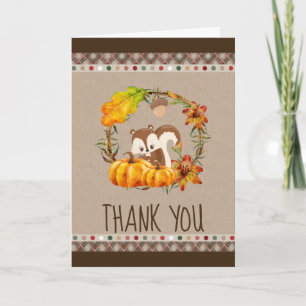 Chipmunk and Pumpkins Fall Rustic Thank You Card