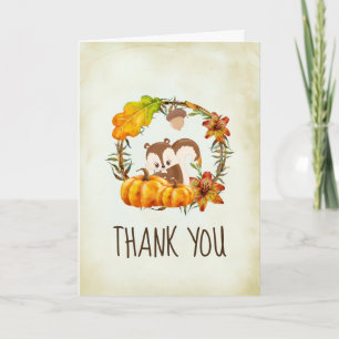 Chipmunk and Pumpkins Fall Rustic Thank You Card