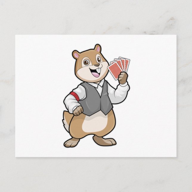 Chipmunk at Poker with Poker cards (Front)