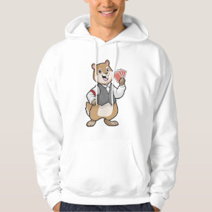 Chipmunk at Poker with Poker cards Hoodie