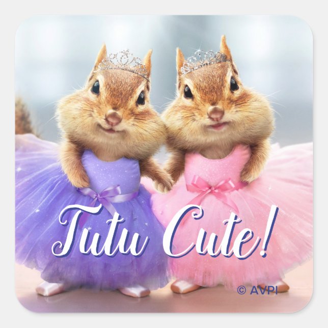 Chipmunk Ballerina Duo Square Sticker (Front)