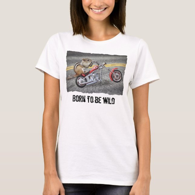 Chipmunk Biker Riding a Motorcycle T-Shirt (Front)