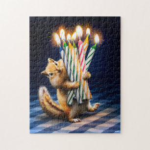 Chipmunk Birthday Candles Jigsaw Puzzle