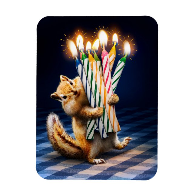 Chipmunk Birthday Candles Magnet (Vertical)