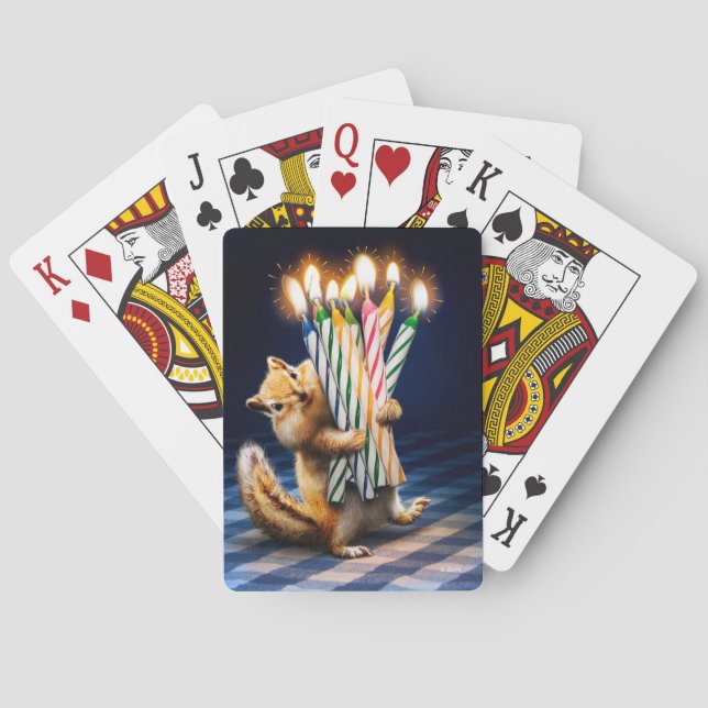 Chipmunk Birthday Candles Playing Cards (Back)