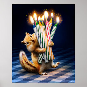 Chipmunk Birthday Candles Poster