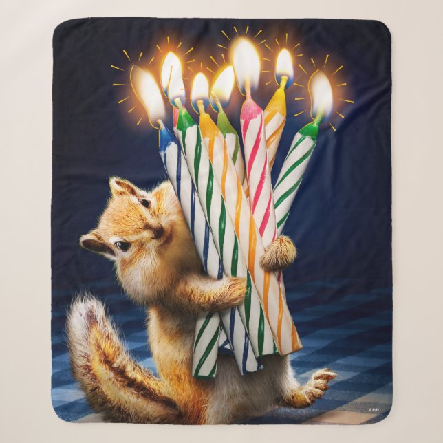 Chipmunk Birthday Candles Sherpa Blanket (Front)