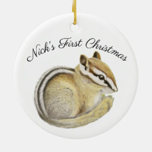 Chipmunk Ceramic Ornament