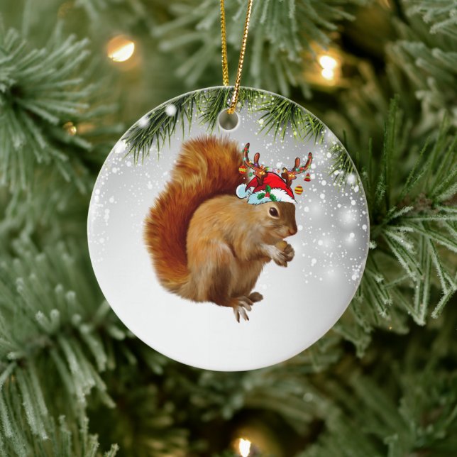 Chipmunk Christmas Gift For Chipmunk Lover Kid Ceramic Tree Decoration (Tree)