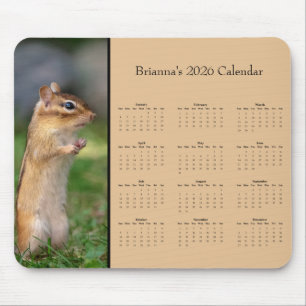 Chipmunk - Customizable full year 2026 calendar Mouse Mat