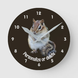 Chipmunk Cute Animal Personalised Round Clock