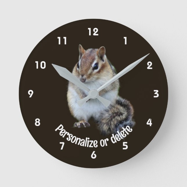 Chipmunk Cute Animal Personalised Round Clock (Front)