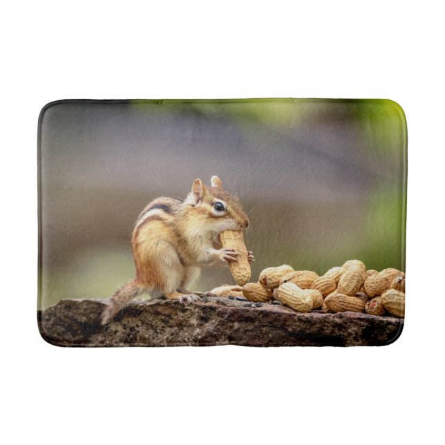 Chipmunk eating a peanut bath mat (Front)