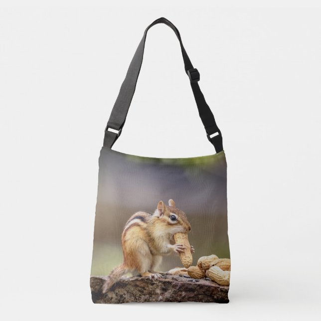 Chipmunk eating a peanut crossbody bag (Front)