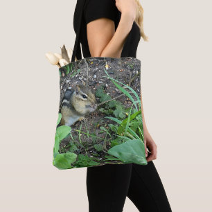 Chipmunk Eating And Collecting In The Garden Photo Tote Bag