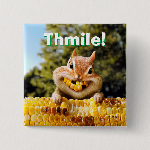 Chipmunk Eating Corn 15 Cm Square Badge