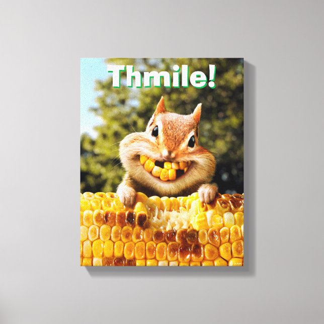 Chipmunk Eating Corn Canvas Print (Front)