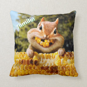 Chipmunk Eating Corn Cushion