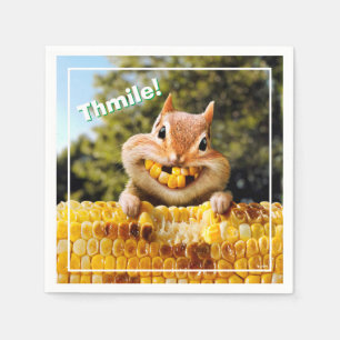 Chipmunk Eating Corn Napkin