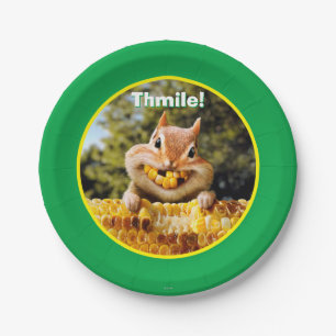 Chipmunk Eating Corn Paper Plate
