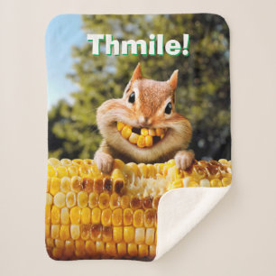 Chipmunk Eating Corn Sherpa Blanket