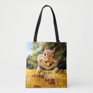 Chipmunk Eating Corn Tote Bag