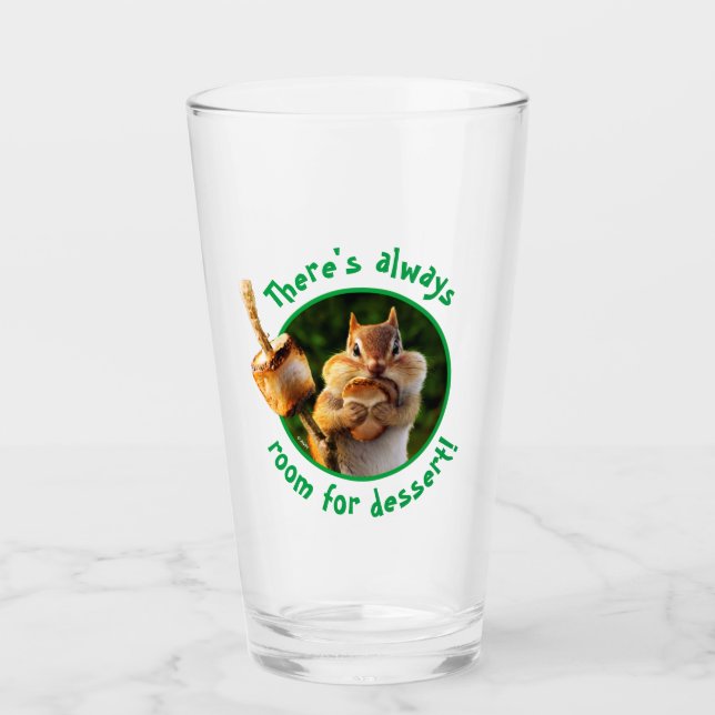 Chipmunk Eating Marshmallow Glass (Front)