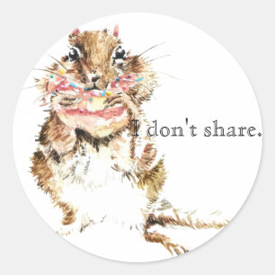 Chipmunk eating sprinkle cake classic round sticker