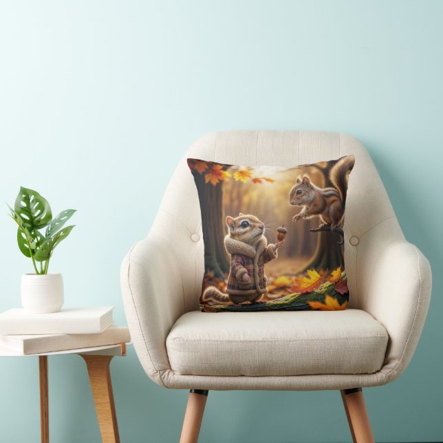 Chipmunk Encounter In an Autumn Woods Cushion (Chair)