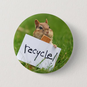 chipmunk for recycling 6 cm round badge