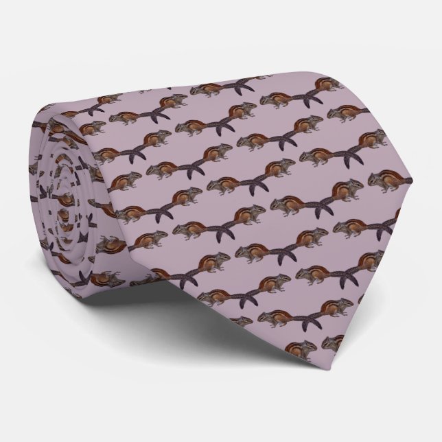 Chipmunk Frenzy Tie (Dusty Pink) (Rolled)