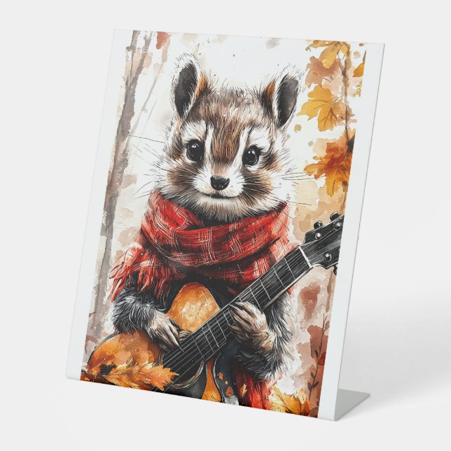 Chipmunk Guitar Melody Pedestal Sign (Front)