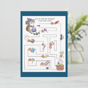 Chipmunk Halloween maze & colouring  Holiday Card
